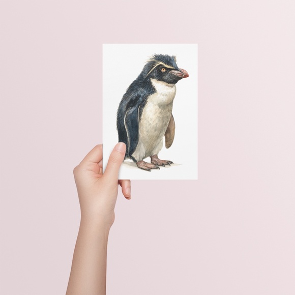Watercolor Erect-Crested Penguin Wall Art Print Unframed - Antarctic Charm - Picture 5 of 7
